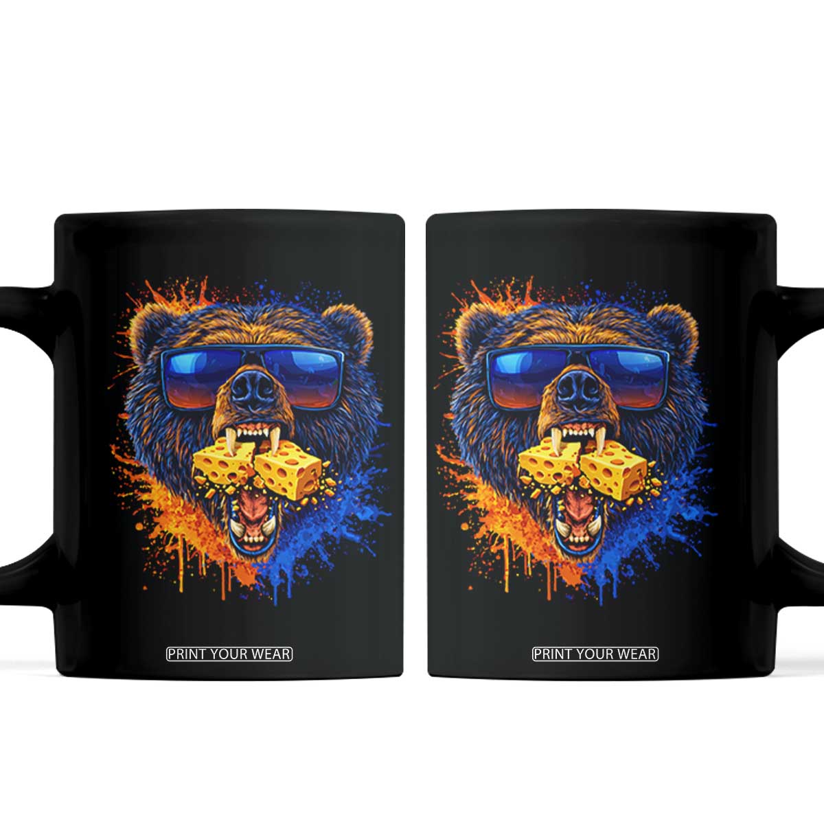Angry Bear Lets Eat Cheese Coffee Mug CFB Game Day Sport Fan TS10 Black Print Your Wear