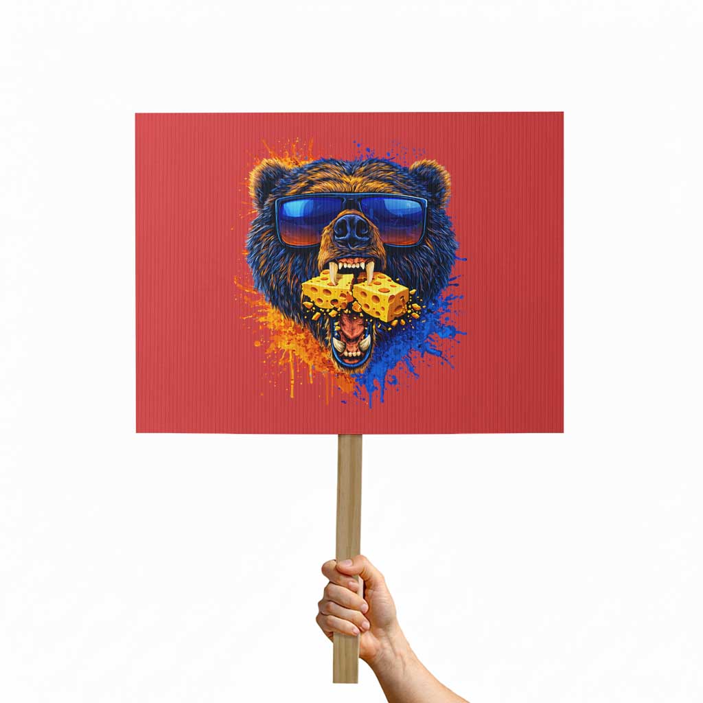Angry Bear Lets Eat Cheese Protest Sign CFB Game Day Sport Fan TS10 Horizontal 18