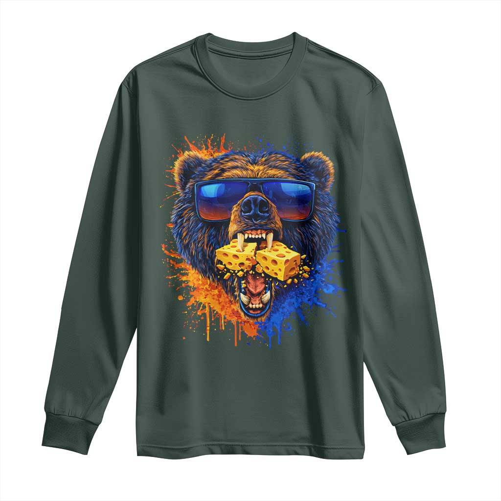 Angry Bear Lets Eat Cheese Long Sleeve Shirt CFB Game Day Sport Fan TS10 Dark Forest Green Print Your Wear