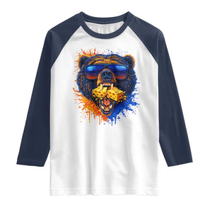 Angry Bear Lets Eat Cheese Raglan Shirt CFB Game Day Sport Fan TS10 White Navy Print Your Wear