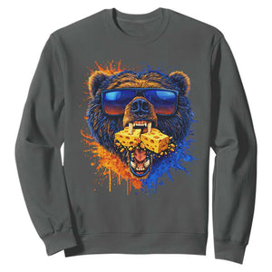 Angry Bear Lets Eat Cheese Sweatshirt CFB Game Day Sport Fan TS10 Dark Heather Print Your Wear