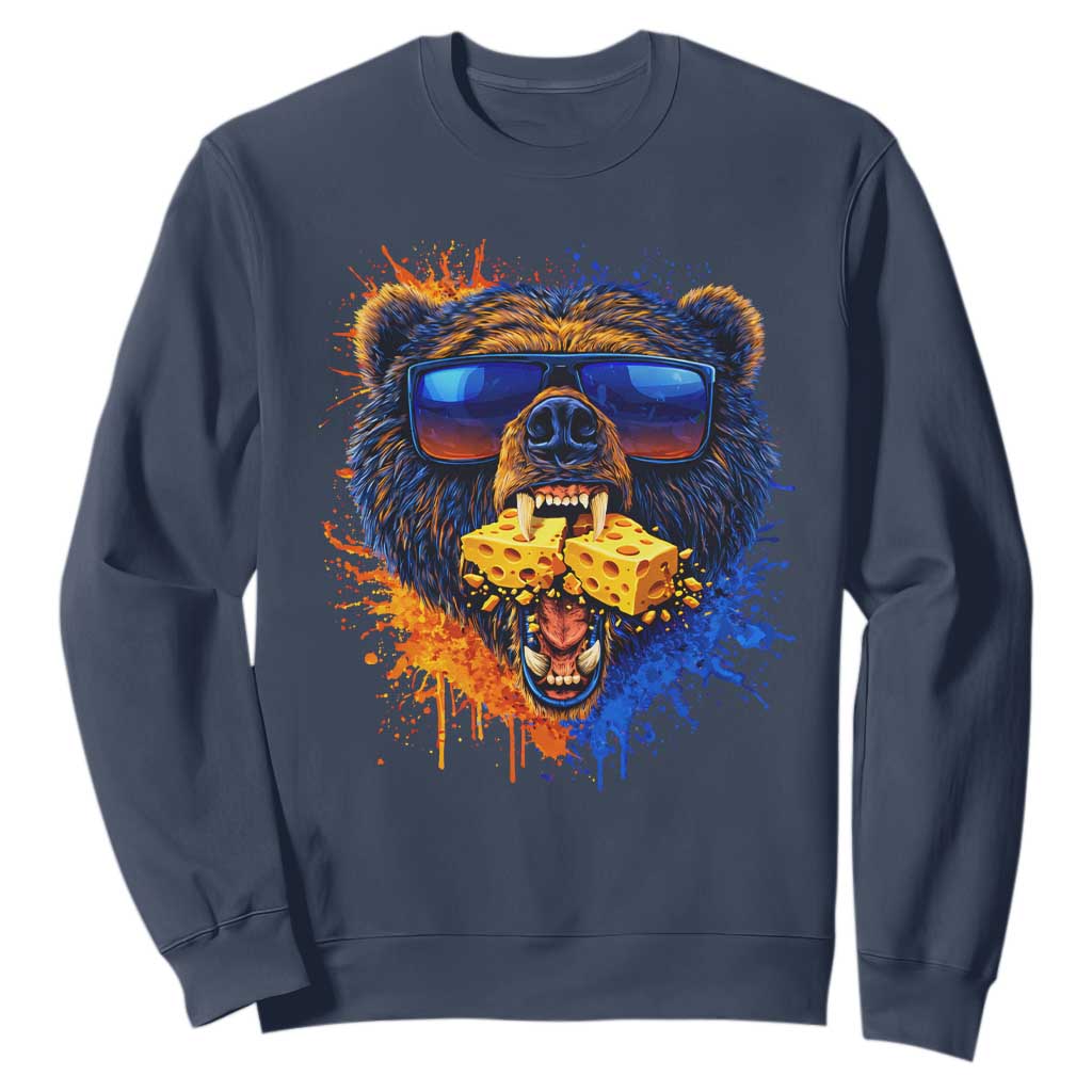 Angry Bear Lets Eat Cheese Sweatshirt CFB Game Day Sport Fan TS10 Navy Print Your Wear
