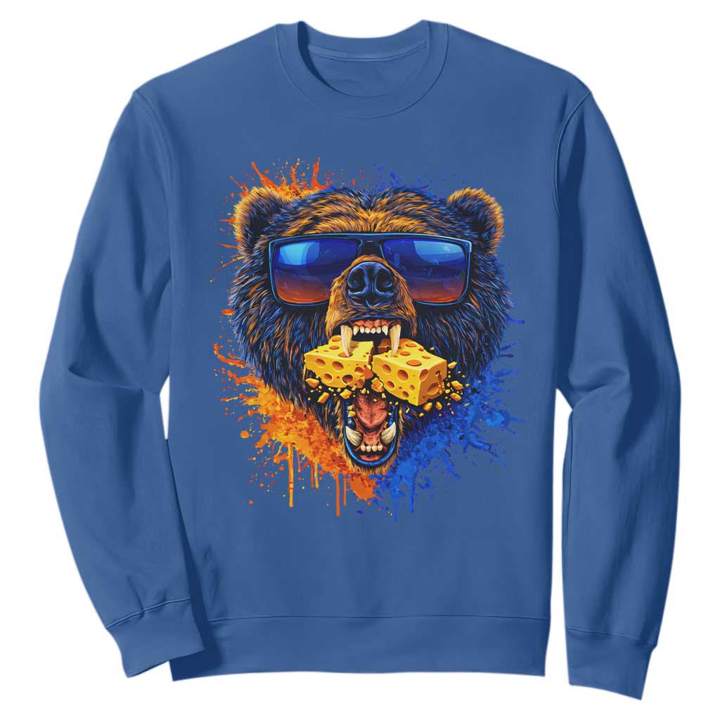 Angry Bear Lets Eat Cheese Sweatshirt CFB Game Day Sport Fan TS10 Royal Blue Print Your Wear