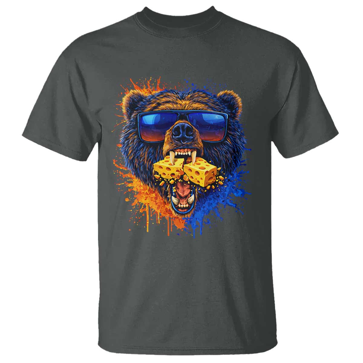 Angry Bear Lets Eat Cheese T Shirt CFB Game Day Sport Fan TS10 Dark Heather Print Your Wear