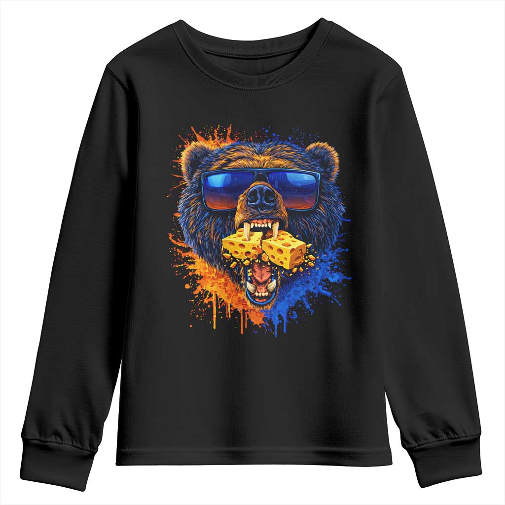 Angry Bear Lets Eat Cheese Youth Sweatshirt CFB Game Day Sport Fan TS10 Black Print Your Wear