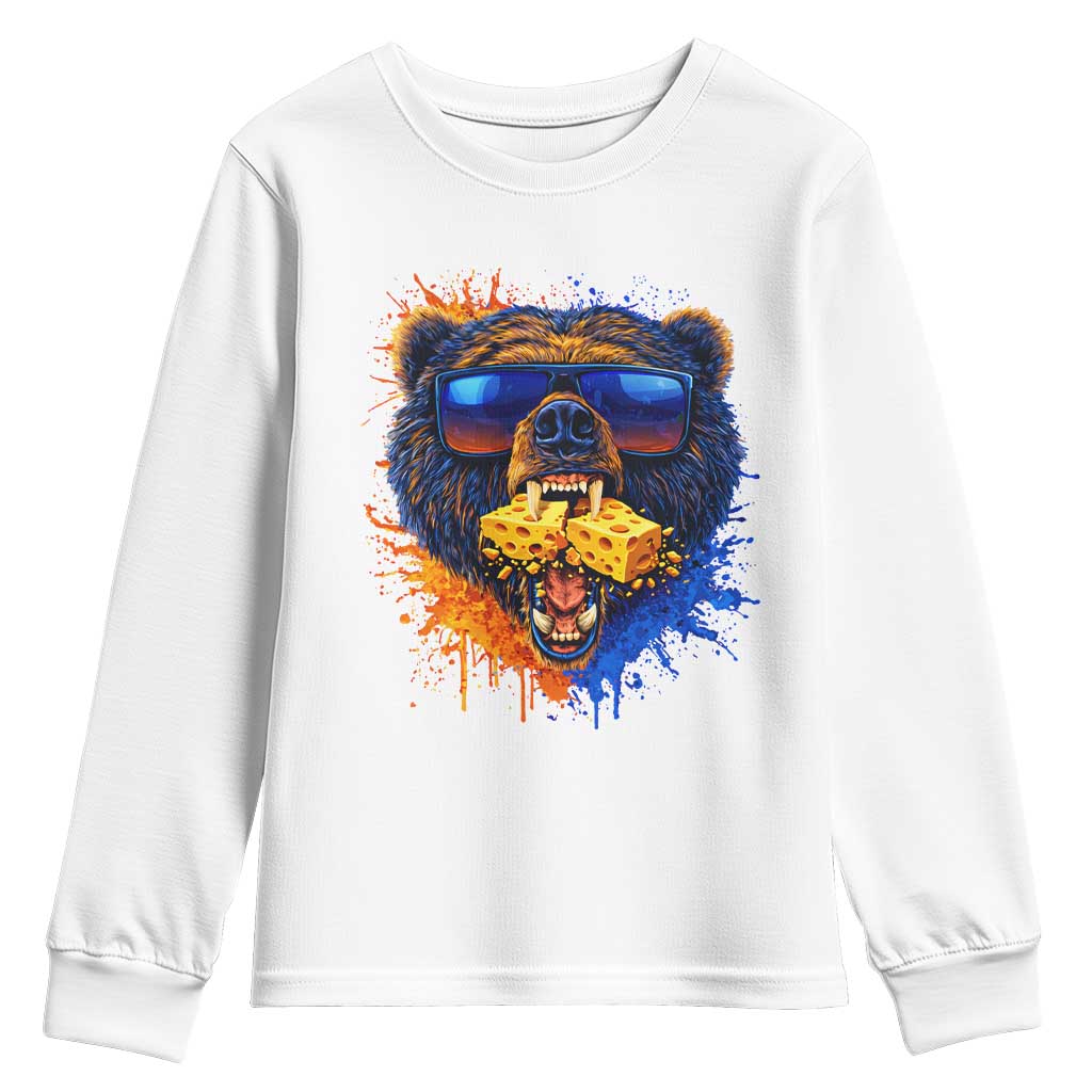 Angry Bear Lets Eat Cheese Youth Sweatshirt CFB Game Day Sport Fan TS10 White Print Your Wear
