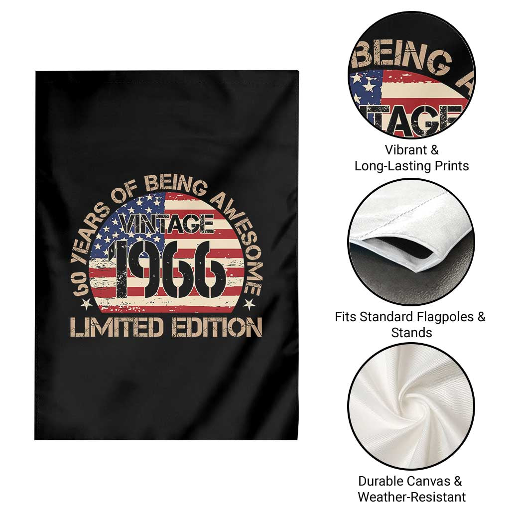 60th Birthday Garden Flag Vintage 1966 60 Year Old Birthday USA Flag TS10 Print Your Wear