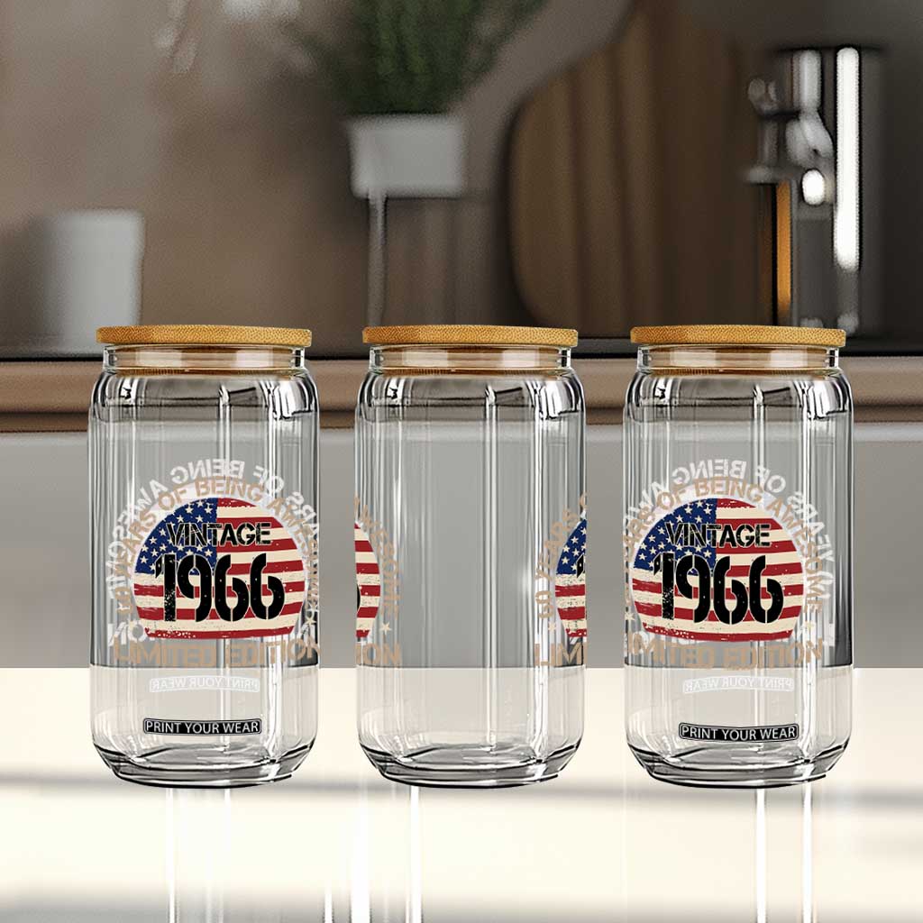 60th Birthday Glass Can Vintage 1966 60 Year Old Birthday USA Flag TS10 Print Your Wear