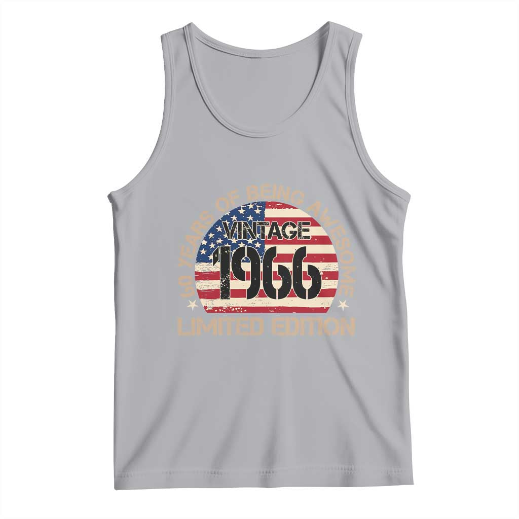 60th Birthday Tank Top Vintage 1966 60 Year Old Birthday USA Flag TS10 Athletic Heather Print Your Wear