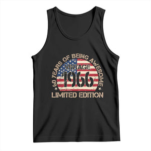 60th Birthday Tank Top Vintage 1966 60 Year Old Birthday USA Flag TS10 Black Print Your Wear