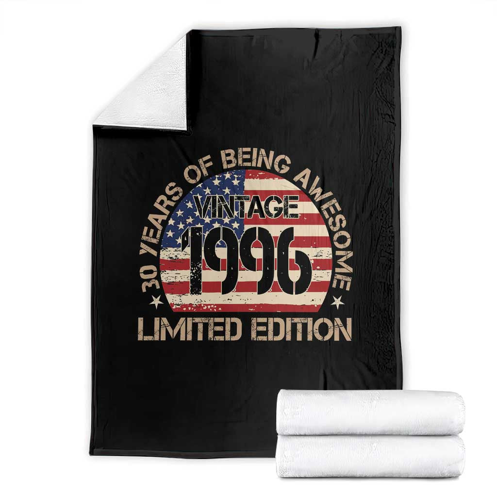 30th Birthday Throw Blanket Vintage 1996 30 Year Old Birthday USA Flag TS10 Black Print Your Wear