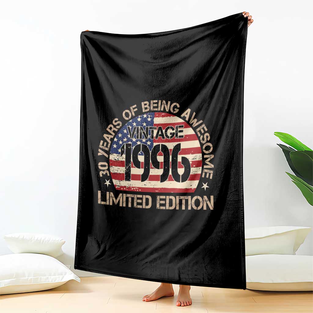 30th Birthday Throw Blanket Vintage 1996 30 Year Old Birthday USA Flag TS10 Print Your Wear