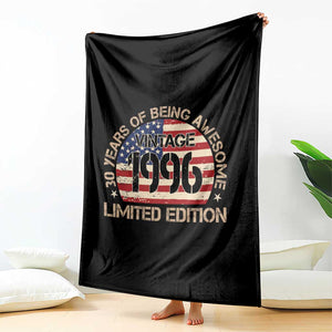 30th Birthday Throw Blanket Vintage 1996 30 Year Old Birthday USA Flag TS10 Print Your Wear