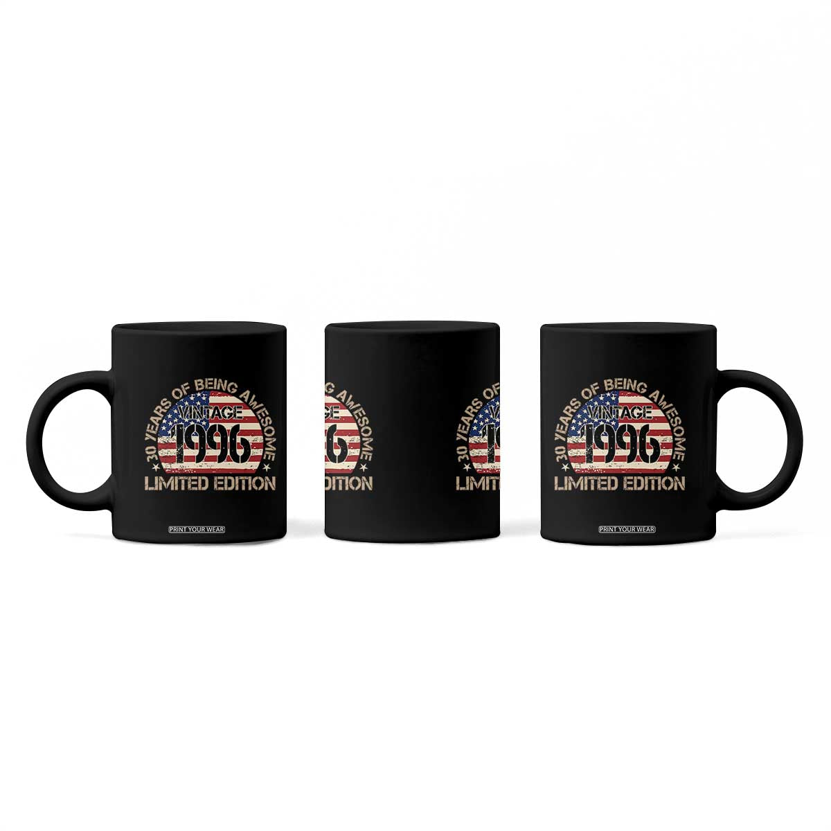 30th Birthday Coffee Mug Vintage 1996 30 Year Old Birthday USA Flag TS10 Print Your Wear