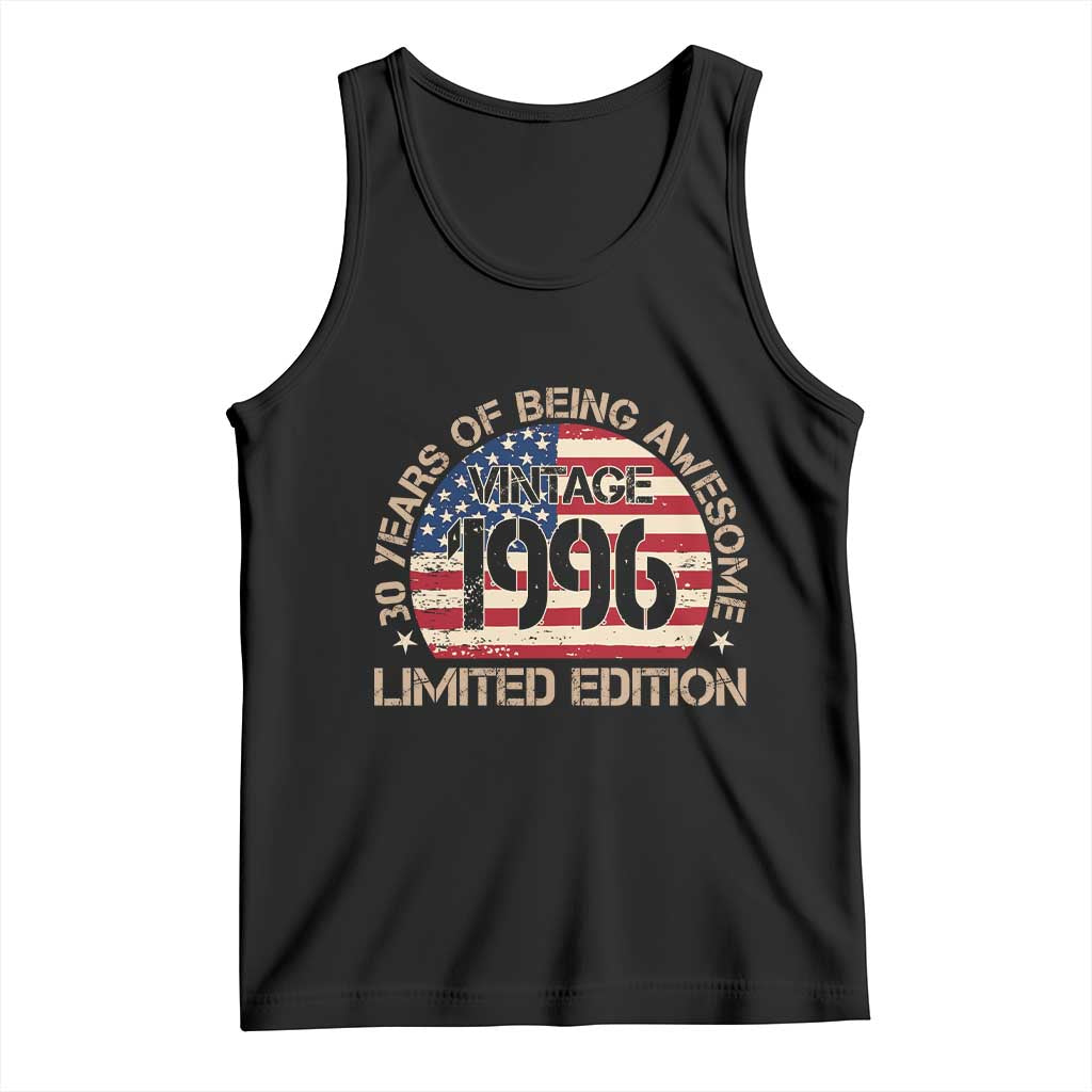 30th Birthday Tank Top Vintage 1996 30 Year Old Birthday USA Flag TS10 Black Print Your Wear