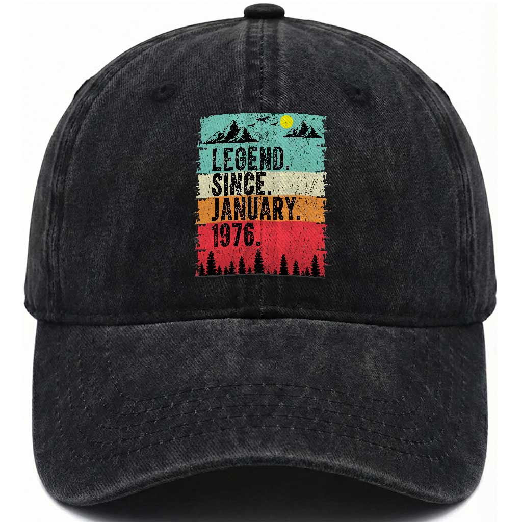 Personalized 1976 Birthday Washed Cotton Baseball Cap Custom Date Vintage Retro 50th Birthday Gifts 50 Years Old TS10 Print Your Wear