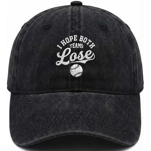 Baseball Meme Washed Cotton Baseball Cap Retro I Just Hope Both Teams Lost Funny Sayings TS10 Print Your Wear
