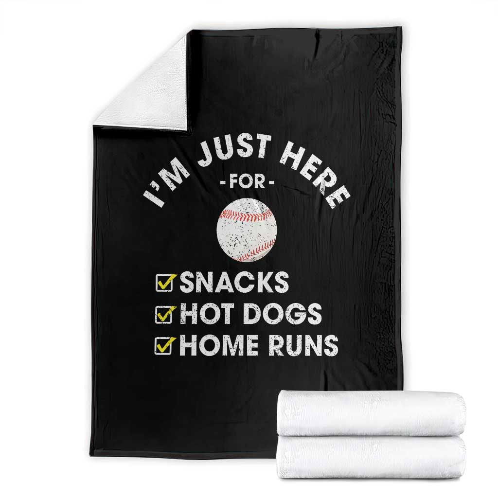 Funny Baseball Food Fans Throw Blanket Im Just Here for The Snacks Hot Dog TS10 Black Print Your Wear