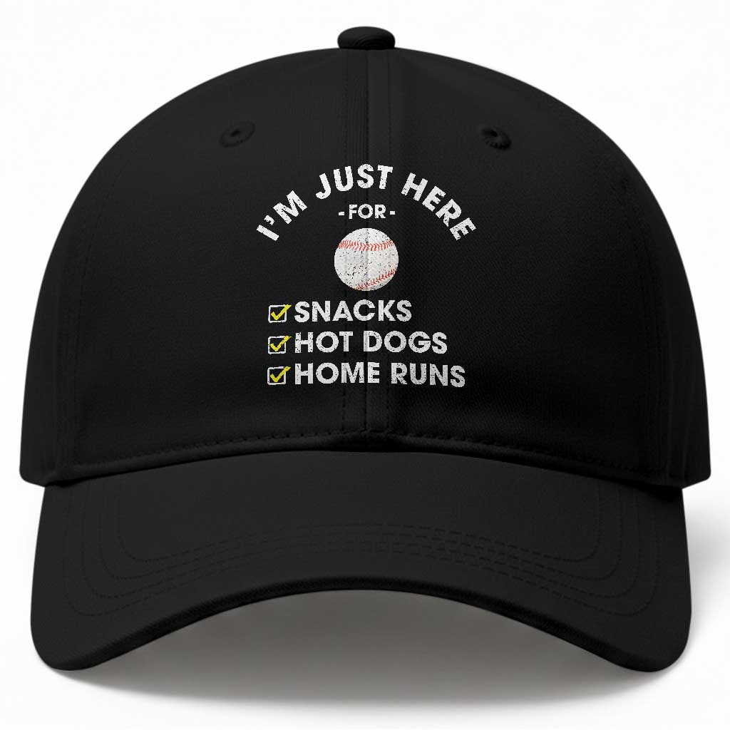 Funny Baseball Food Fans Baseball Cap Im Just Here for The Snacks Hot Dog TS10 Print Your Wear