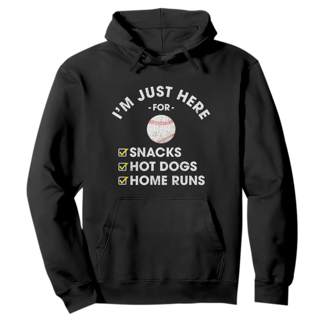 Funny Baseball Food Fans Hoodie Im Just Here for The Snacks Hot Dog TS10 Black Print Your Wear