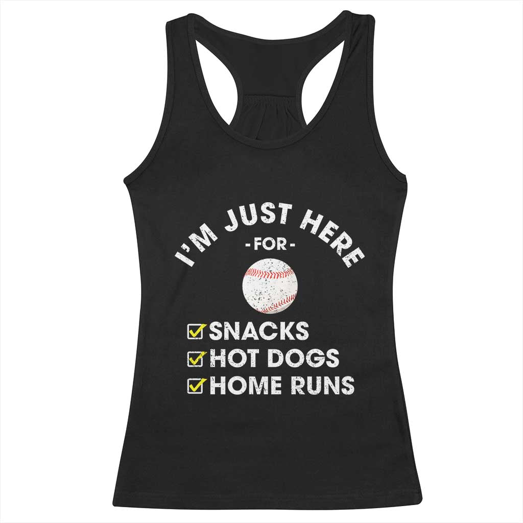 Funny Baseball Food Fans Racerback Tank Top Im Just Here for The Snacks Hot Dog TS10 Black Print Your Wear