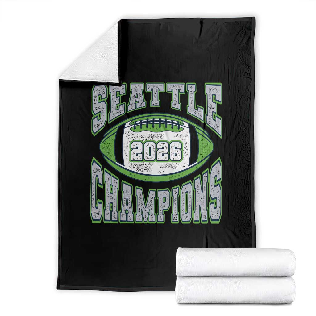 2026 Champion Seattle Throw Blanket Football Lovers TS10 Black Print Your Wear