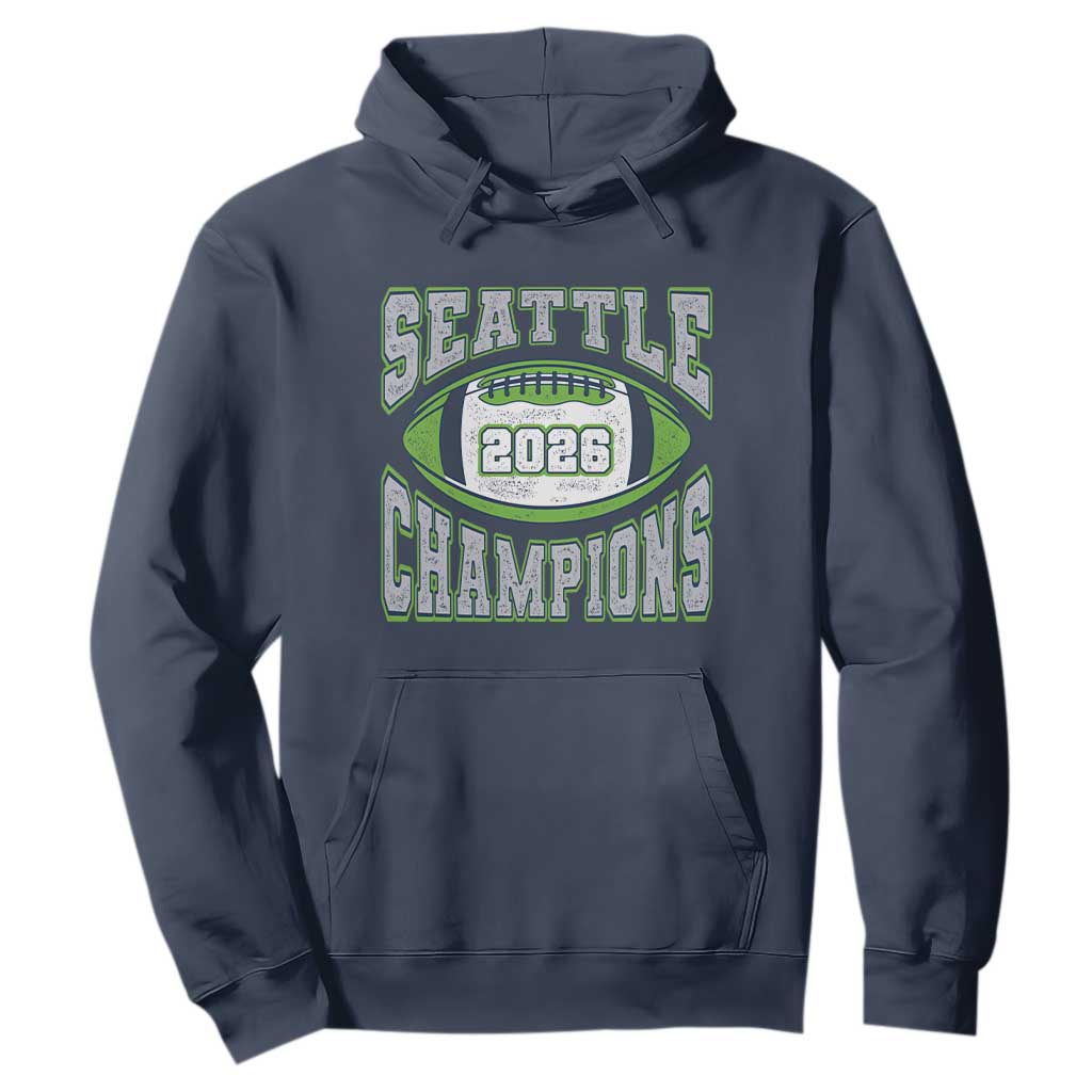 2026 Champion Seattle Hoodie Football Lovers TS10 Navy Print Your Wear