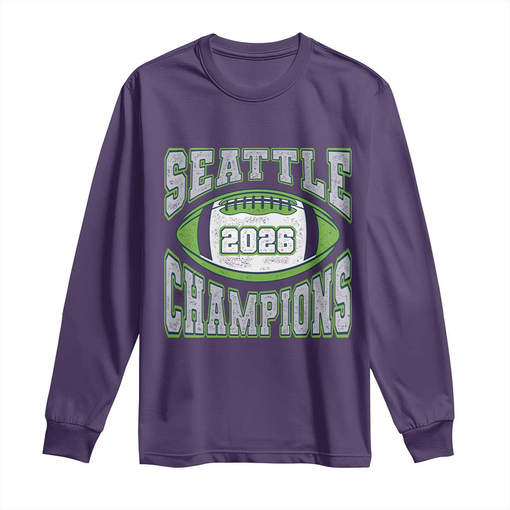2026 Champion Seattle Long Sleeve Shirt Football Lovers TS10 Purple Print Your Wear
