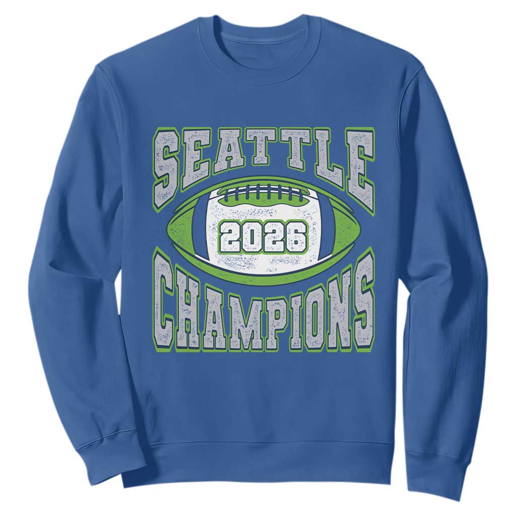 2026 Champion Seattle Sweatshirt Football Lovers TS10 Royal Blue Print Your Wear