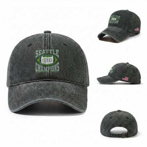2026 Champion Seattle Washed Cotton Baseball Cap Football Lovers TS10 Washed Cap Universal Fit Dark Green Print Your Wear