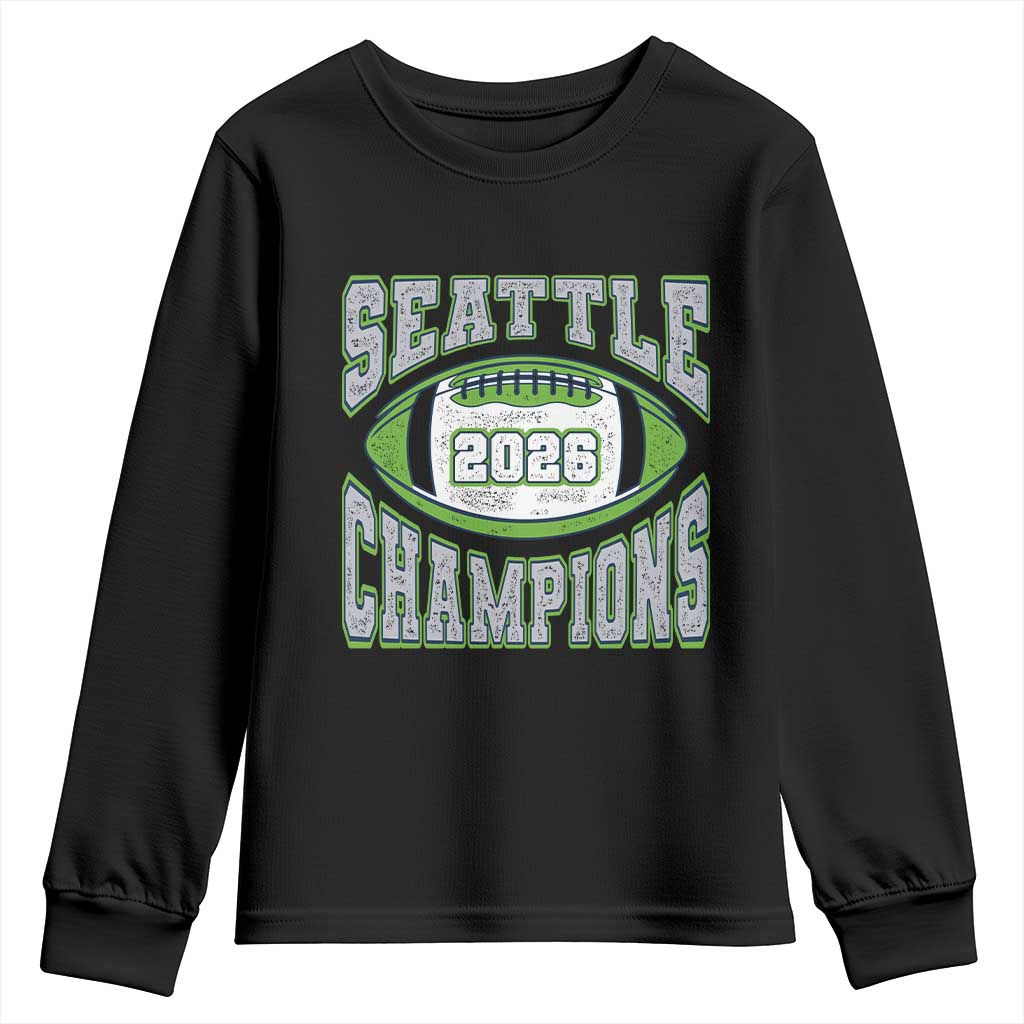 2026 Champion Seattle Youth Sweatshirt Football Lovers TS10 Black Print Your Wear