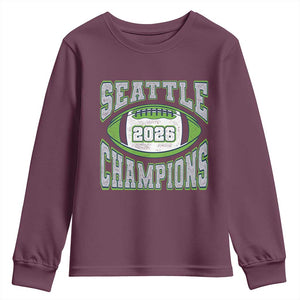 2026 Champion Seattle Youth Sweatshirt Football Lovers TS10 Maroon Print Your Wear