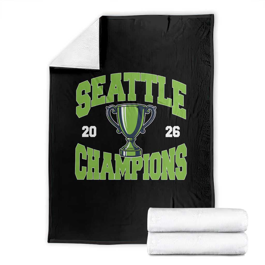Seattle Champions 2026 Throw Blanket Retro Gameday Team Fan TS10 Black Print Your Wear