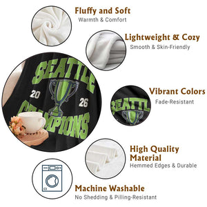 Seattle Champions 2026 Throw Blanket Retro Gameday Team Fan TS10 Print Your Wear