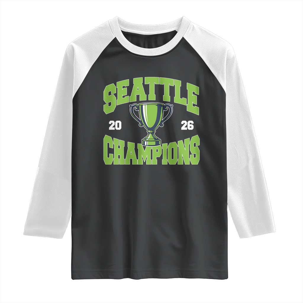 Seattle Champions 2026 Raglan Shirt Retro Gameday Team Fan TS10 Black White Print Your Wear