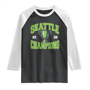 Seattle Champions 2026 Raglan Shirt Retro Gameday Team Fan TS10 Black White Print Your Wear