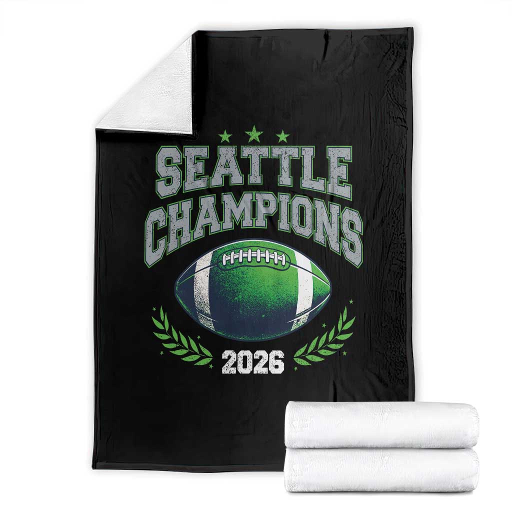 Seattle Champions 2026 Throw Blanket Retro Gameday Football Team Fan TS10 Black Print Your Wear