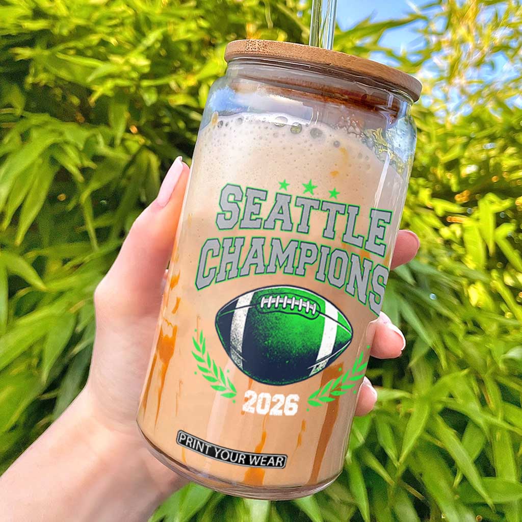Seattle Champions 2026 Glass Can Retro Gameday Football Team Fan TS10 Black Print Your Wear