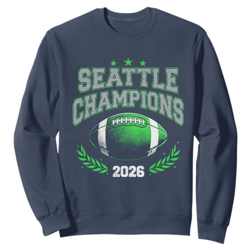Seattle Champions 2026 Sweatshirt Retro Gameday Football Team Fan TS10 Navy Print Your Wear