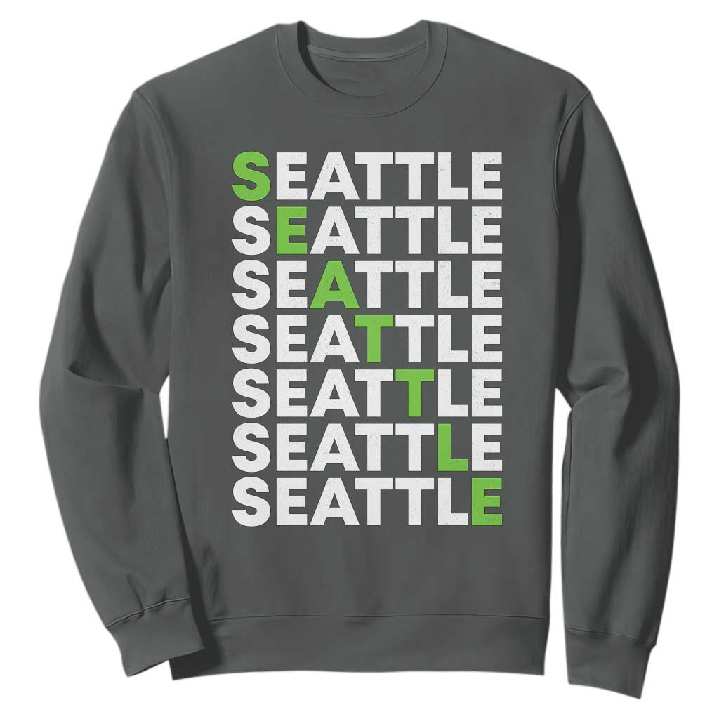 Vintage Seattle Sweatshirt Sports Lover Washington City TS10 Dark Heather Print Your Wear