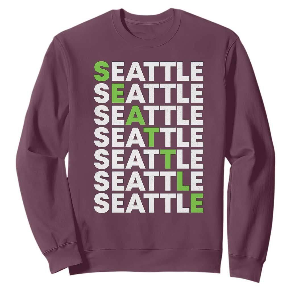 Vintage Seattle Sweatshirt Sports Lover Washington City TS10 Maroon Print Your Wear