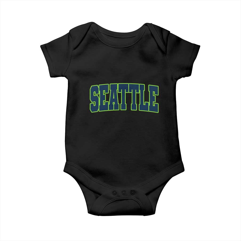 Vintage Seattle Baby Onesie Classic Print Retro Varsity TS10 Black Print Your Wear
