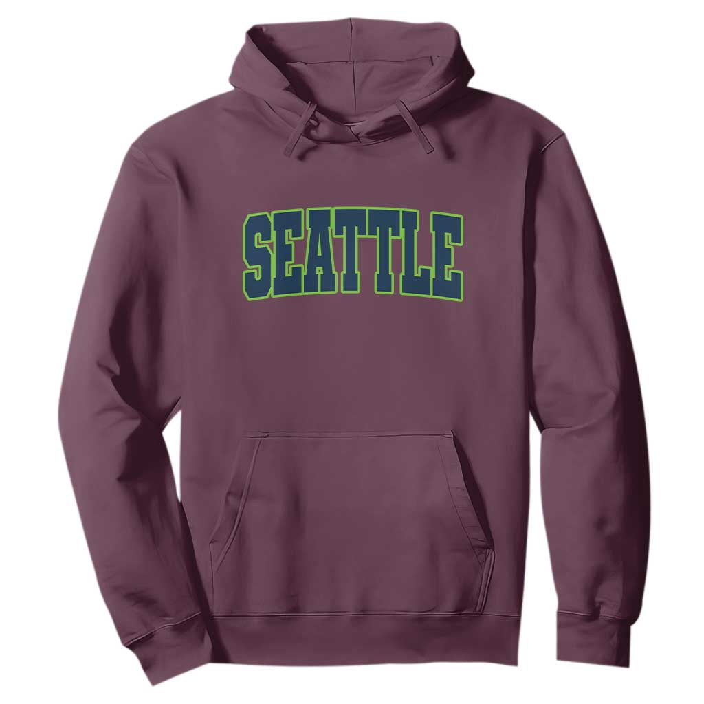 Vintage Seattle Hoodie Classic Print Retro Varsity TS10 Maroon Print Your Wear