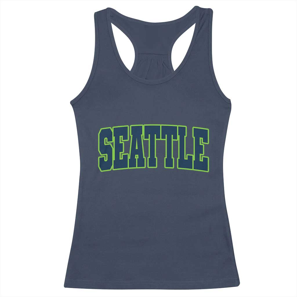 Vintage Seattle Racerback Tank Top Classic Print Retro Varsity TS10 Navy Print Your Wear