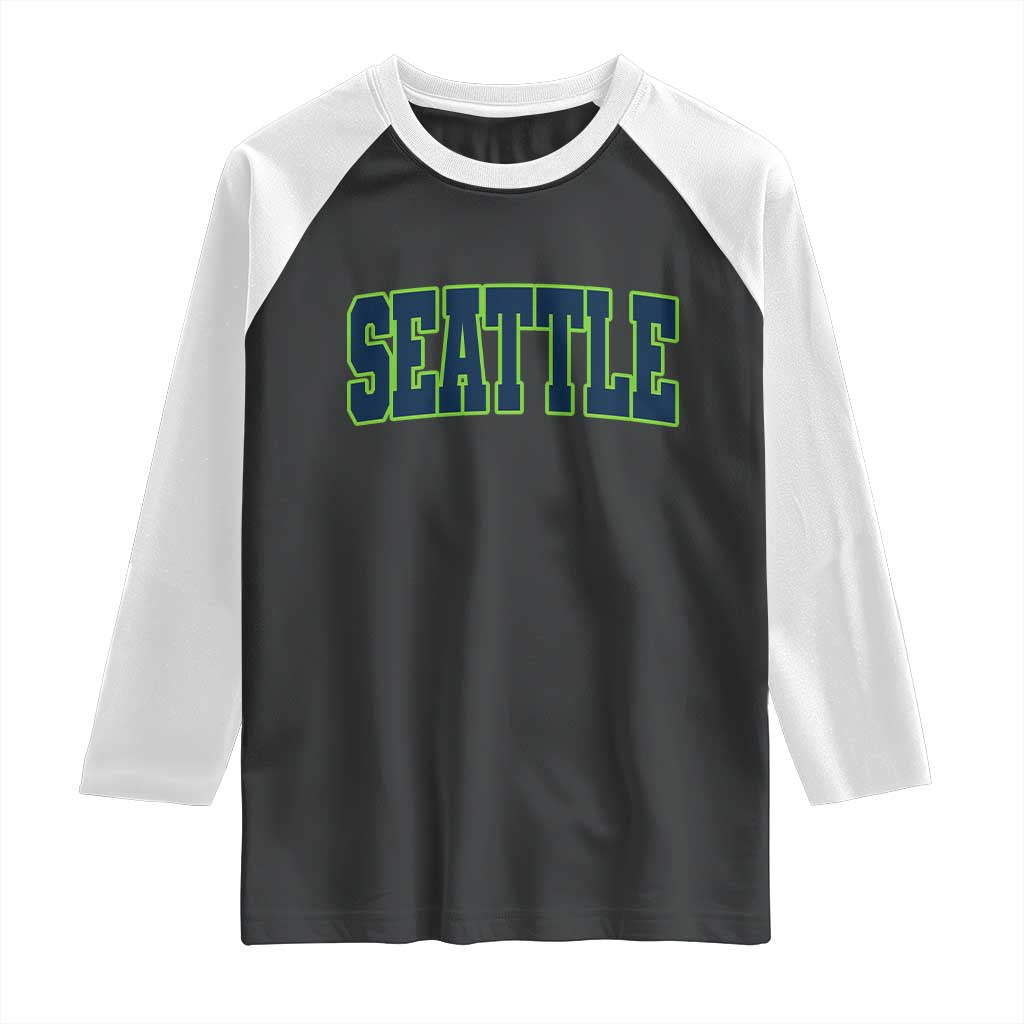 Vintage Seattle Raglan Shirt Classic Print Retro Varsity TS10 Black White Print Your Wear