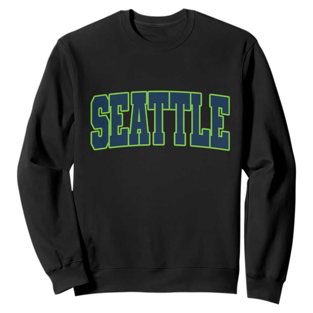 Vintage Seattle Sweatshirt Classic Print Retro Varsity TS10 Black Print Your Wear