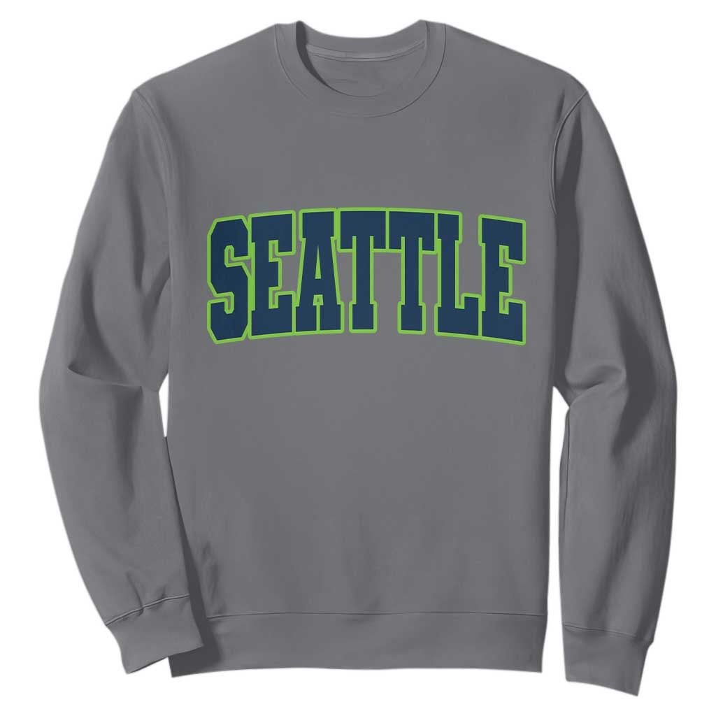 Vintage Seattle Sweatshirt Classic Print Retro Varsity TS10 Charcoal Print Your Wear