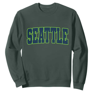 Vintage Seattle Sweatshirt Classic Print Retro Varsity TS10 Dark Forest Green Print Your Wear