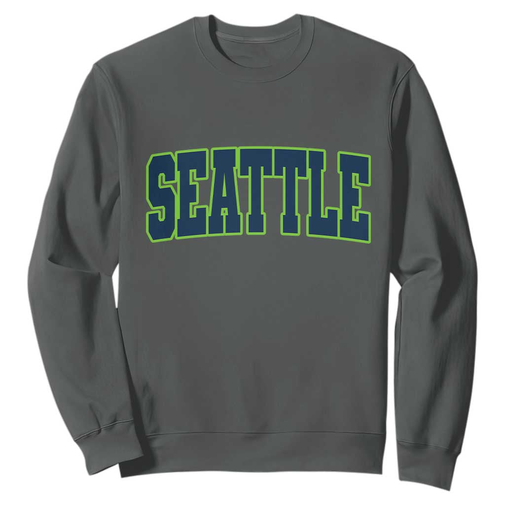 Vintage Seattle Sweatshirt Classic Print Retro Varsity TS10 Dark Heather Print Your Wear