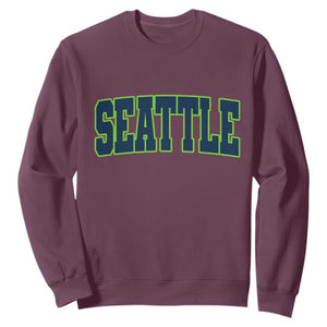 Vintage Seattle Sweatshirt Classic Print Retro Varsity TS10 Maroon Print Your Wear
